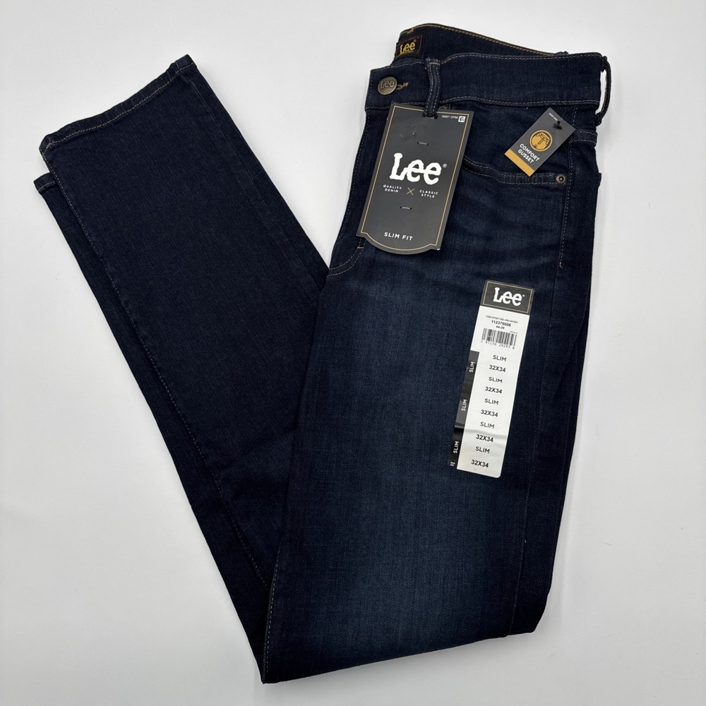 Lee Slim Fit Dark Wash Classic Style New With Tags Men's Size 32X34 Comfort